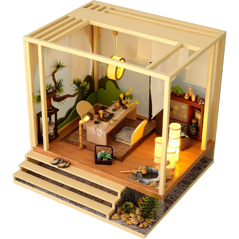 Kèm Mica và keo dán gỗ - Mô hình nhà gỗ lắp ráp búp bê DIY