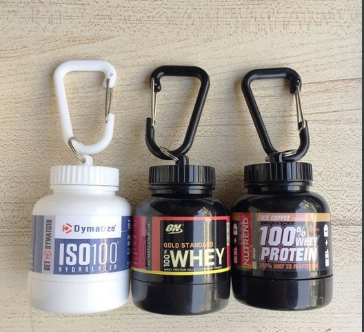 Hộp đựng Whey, Mass, BCAA/ Móc khóa Hộp đựng bột mini chia khẩu phần hàng ngày