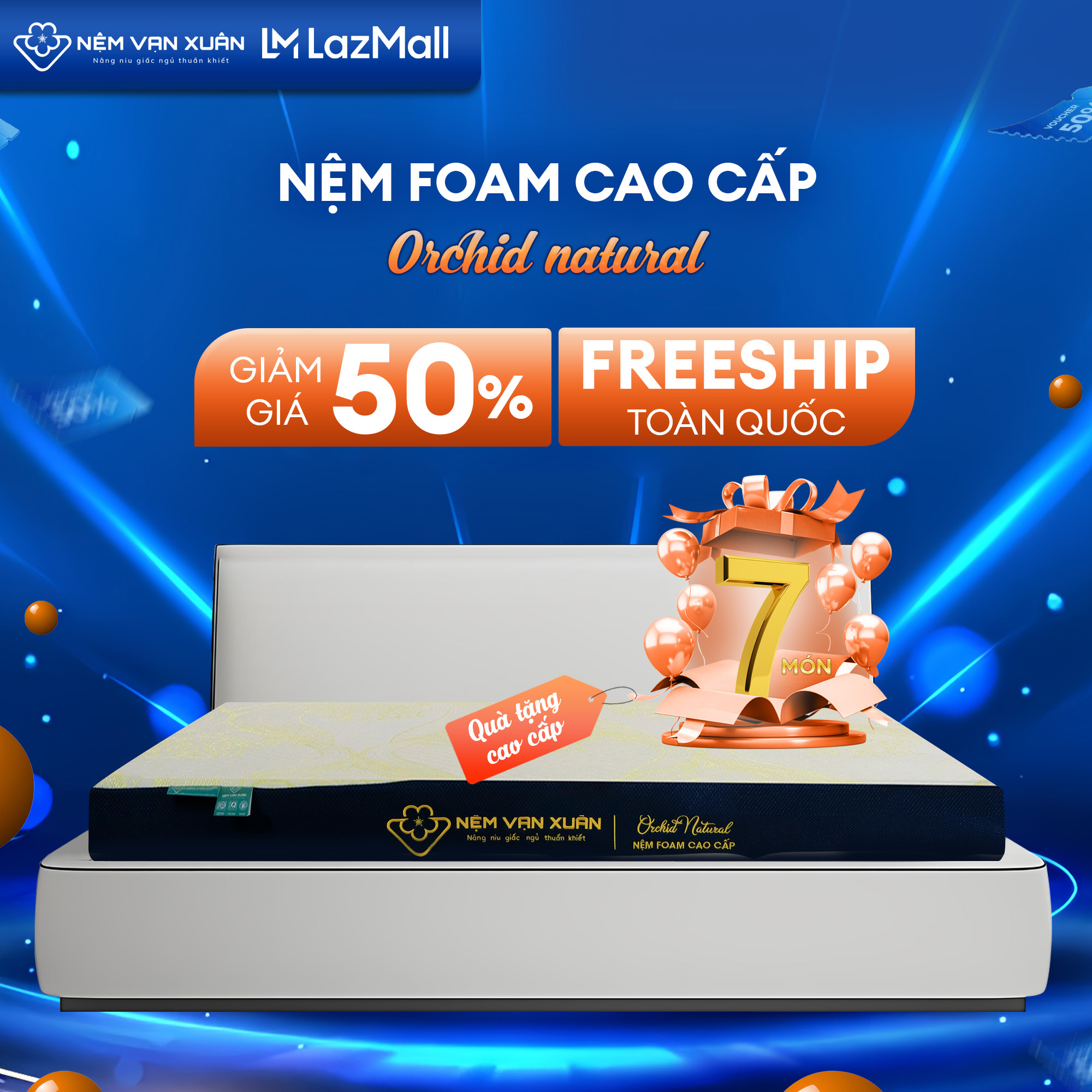 Nệm Foam Vạn Xuân Orchid Natural Định Hình Cột Sống Nâng Đỡ Cơ Thể Phù Hợp Với Người Lớn Tuổi Đau Lưng Đau Cột Sống