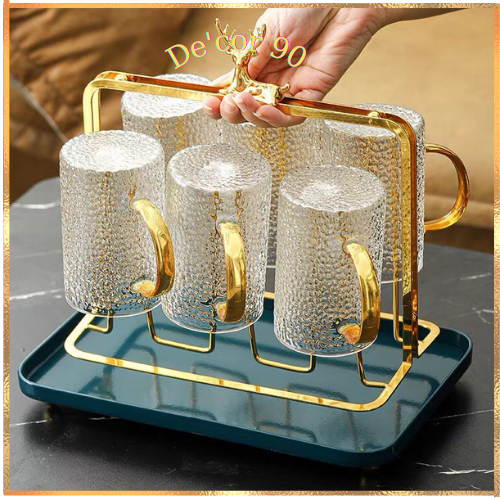 Giá đựng cốc kim loại mạ tĩnh điện De'cor 90, khay đựng cốc cao cấp