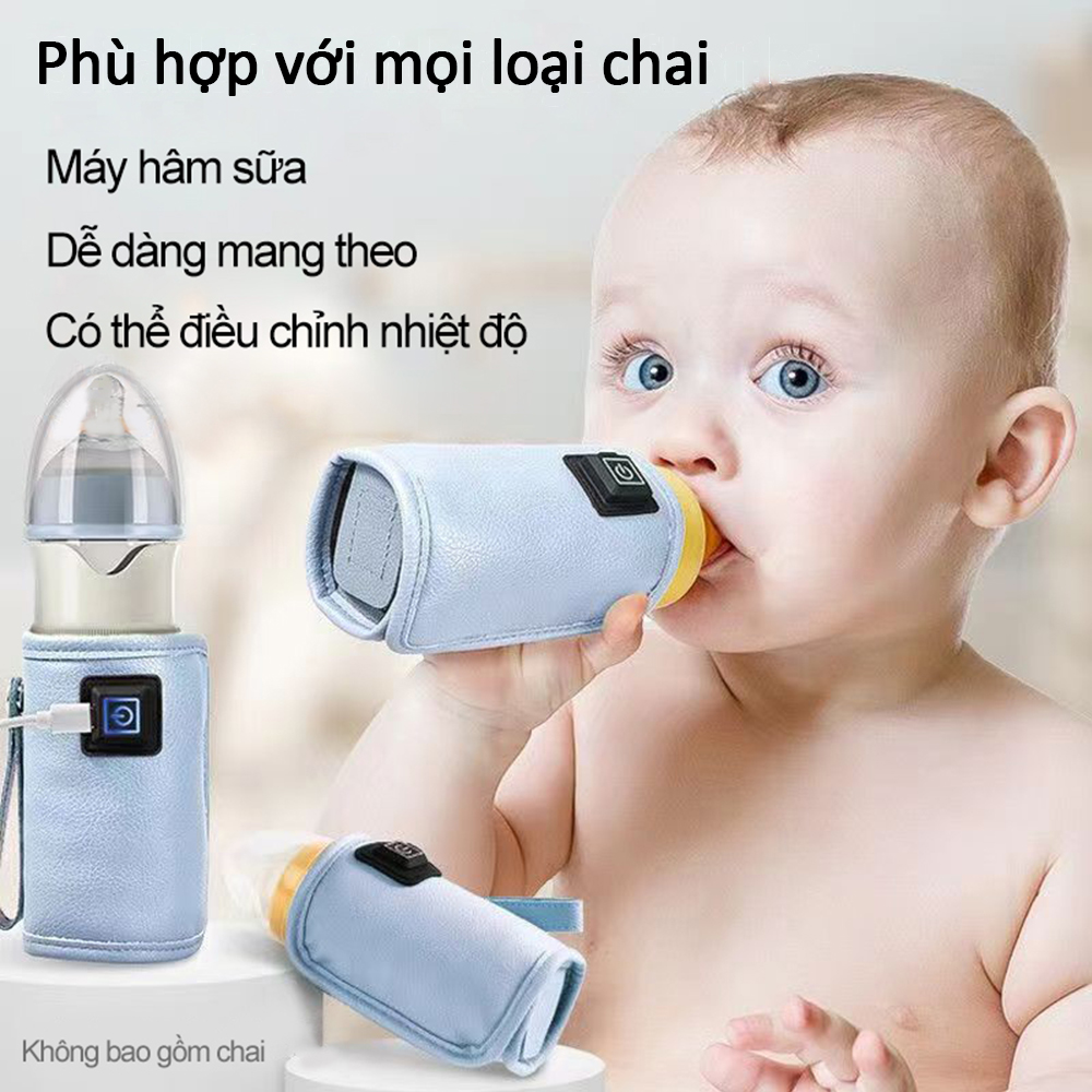 Túi Ủ Sữa Da, Máy Hâm Bình Sữa Cao Cấp, 3 Chế Độ Điều Chỉnh Nhiệt Độ, Phù Hợp Với Tất Cả Loại Bình, Sử Dụng Bộ Sạc Di Động Thông Minh