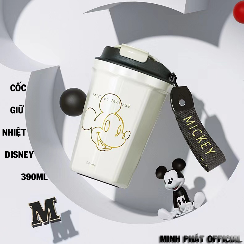 Ly giữ nhiệt thái lan in hình mickey 390ml, bình giữ nhiệt nóng lạnh cute