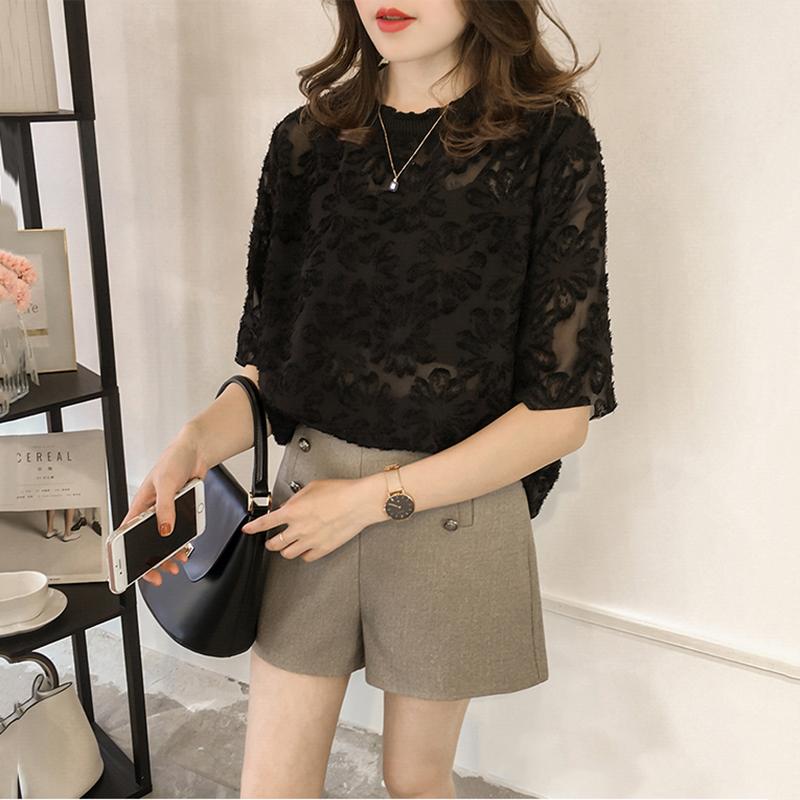 Áo thun voan hoa văn nổi style mùa thu mới