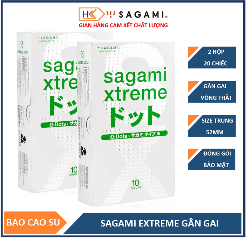 Combo 2 bao cao su gân gai Sagami Extreme White - 20 bao