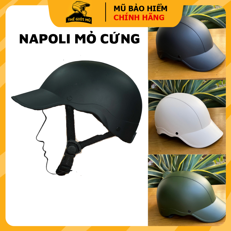Mũ bảo hiểm lưỡi trai Napoli (tặng hình dán),nón bảo hiểm 1/2 kết cứng,mỏ liền,nón sơn dành cho nam nữ,bảo hành 12 tháng