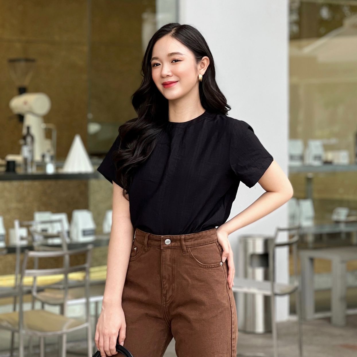 Olv - áo black basic tee
