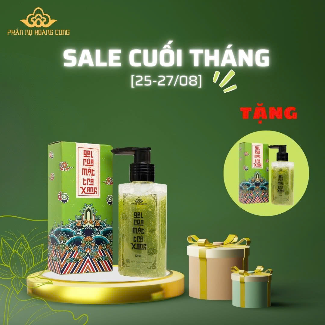Gel rửa mặt trà xanh, chăm sóc da mặt, phấn nụ hoàng cung, sạch sâu ngừa mụn chống lão hoá, dung tích 120ml