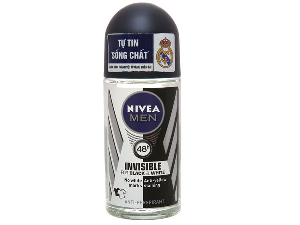 Lăn khử mùi Nivea Invisible For Black & White chai 50ml