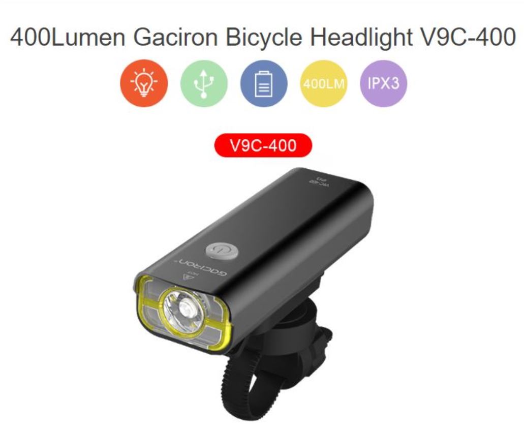 Đèn xe đạp gaciron v9cp-400
