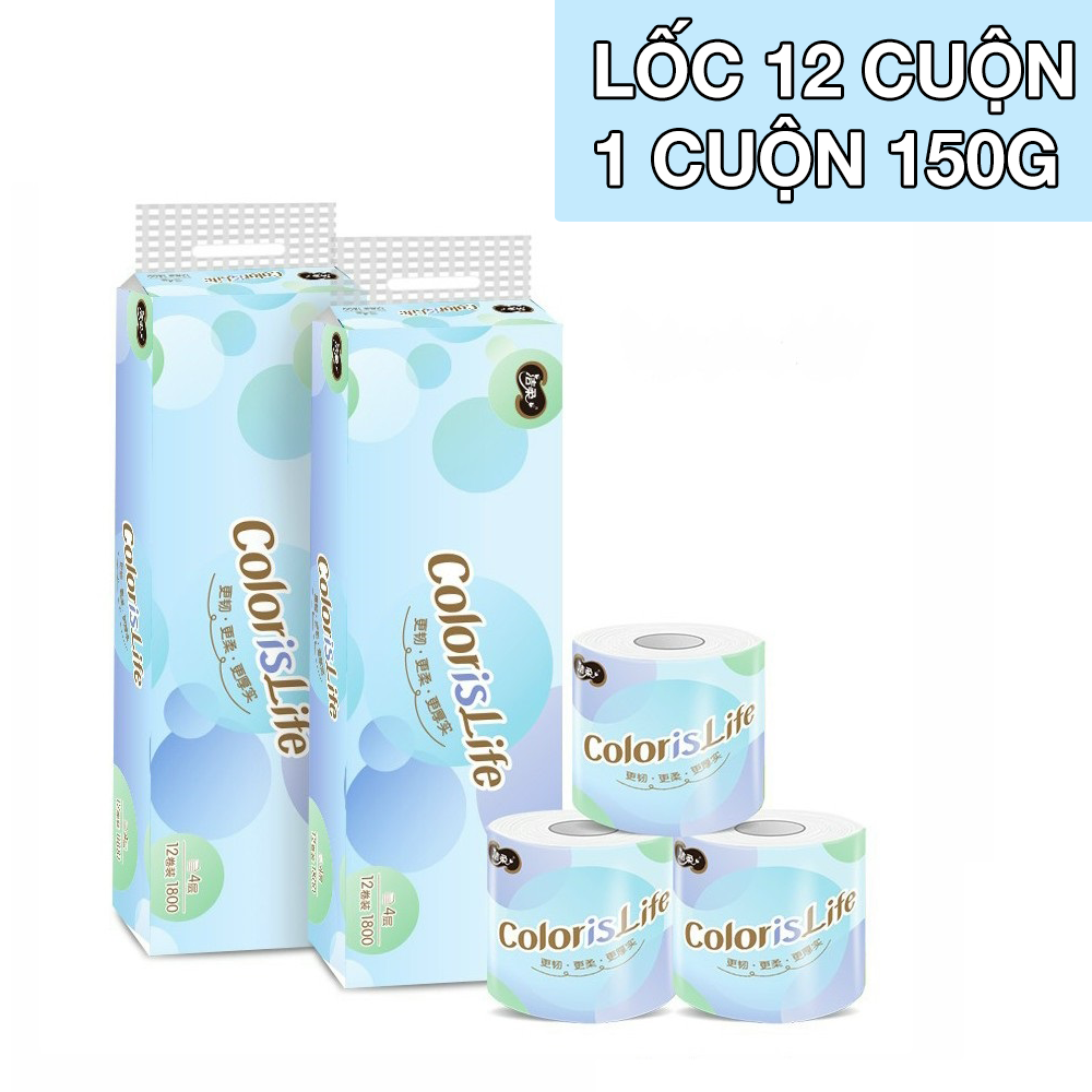 Lốc 12 cuộn giấy vệ sinh cao cấp Color is Life