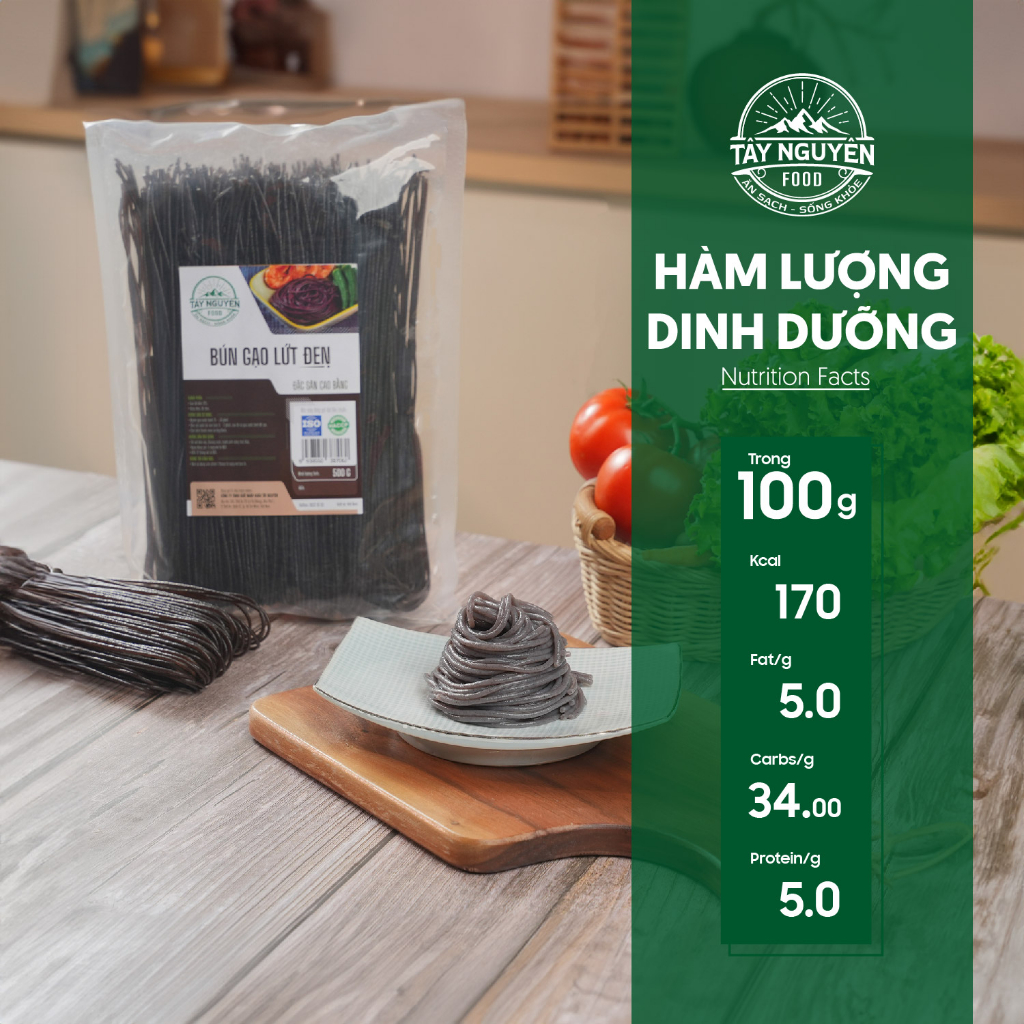 Bún gạo lứt đen eat clean 500gr - tây nguyên food