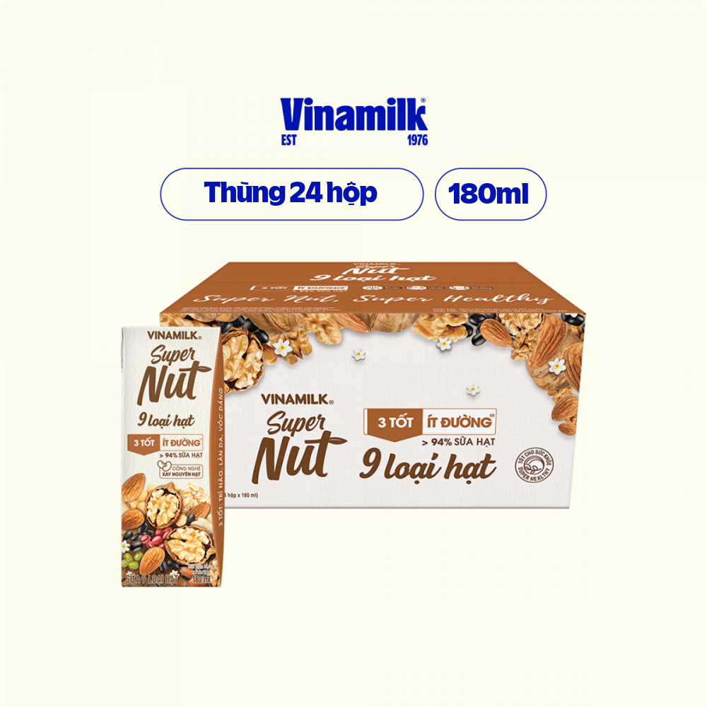 Sữa 9 loại hạt Vinamilk Super Nut Super Nut Thùng 24 hộp 180ml