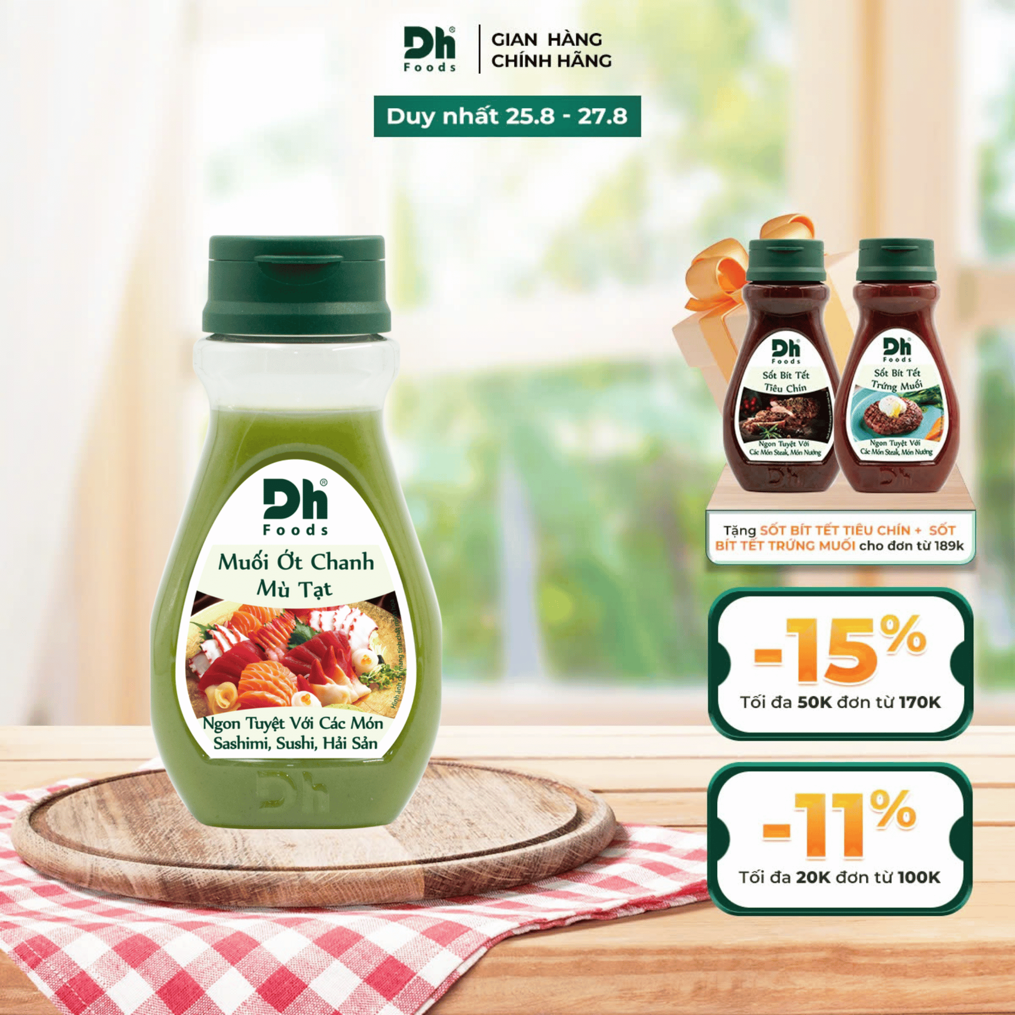 Muối Ớt Chanh Mù Tạt 200g Dh Foods - gia vị ướp và chấm các món Sashimi, Sushi, hải sản.