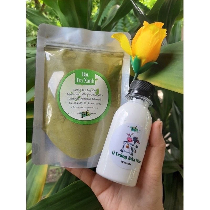 Combo ủ trắng sữa non + 100gr bột trà xanh nguyên chất