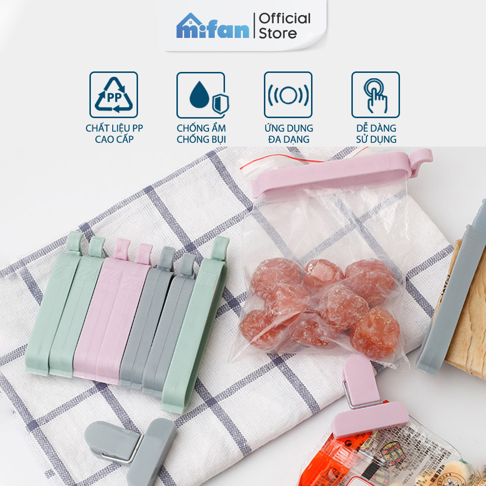 Bộ 12 Kẹp Miệng Túi Thực Phẩm Mifan - Chống Ẩm, Chống Mốc, Chống Bụi, Bảo Quản Thực Phẩm Luôn Tươi Ngon
