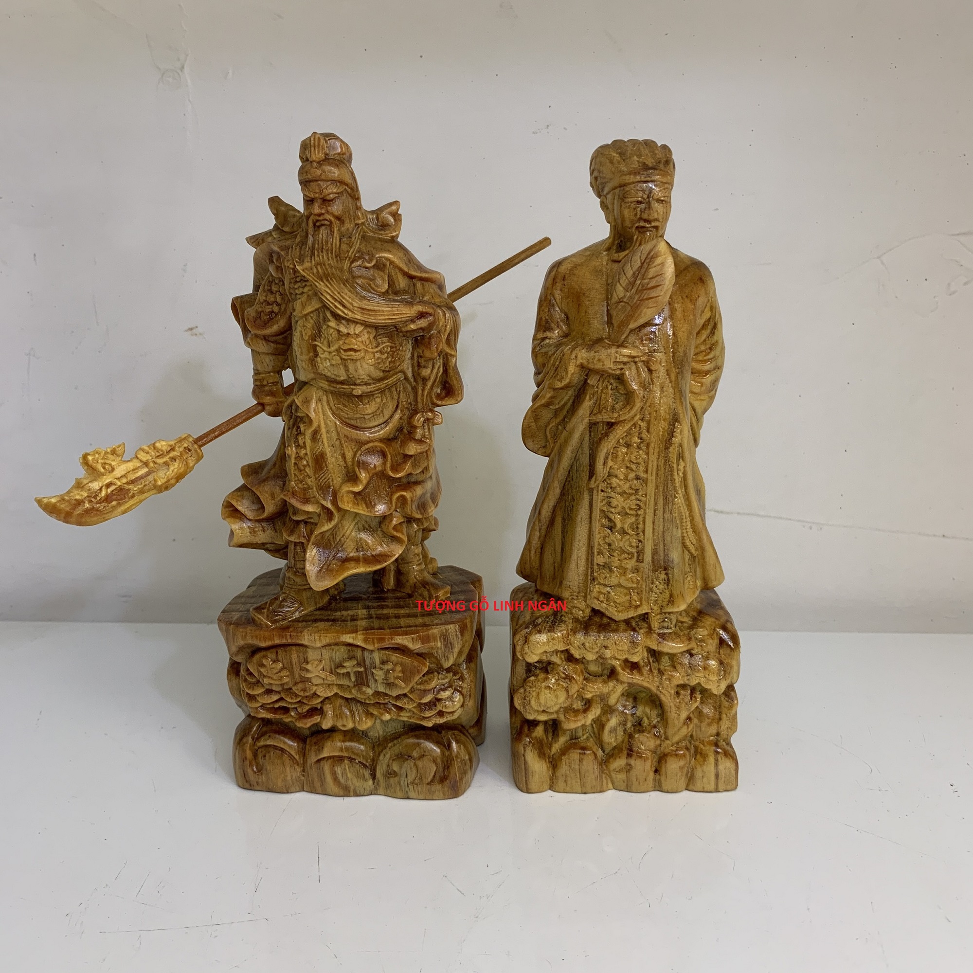 Combo cặp Quan công - khổng minh gỗ huyết long cao 20 cm