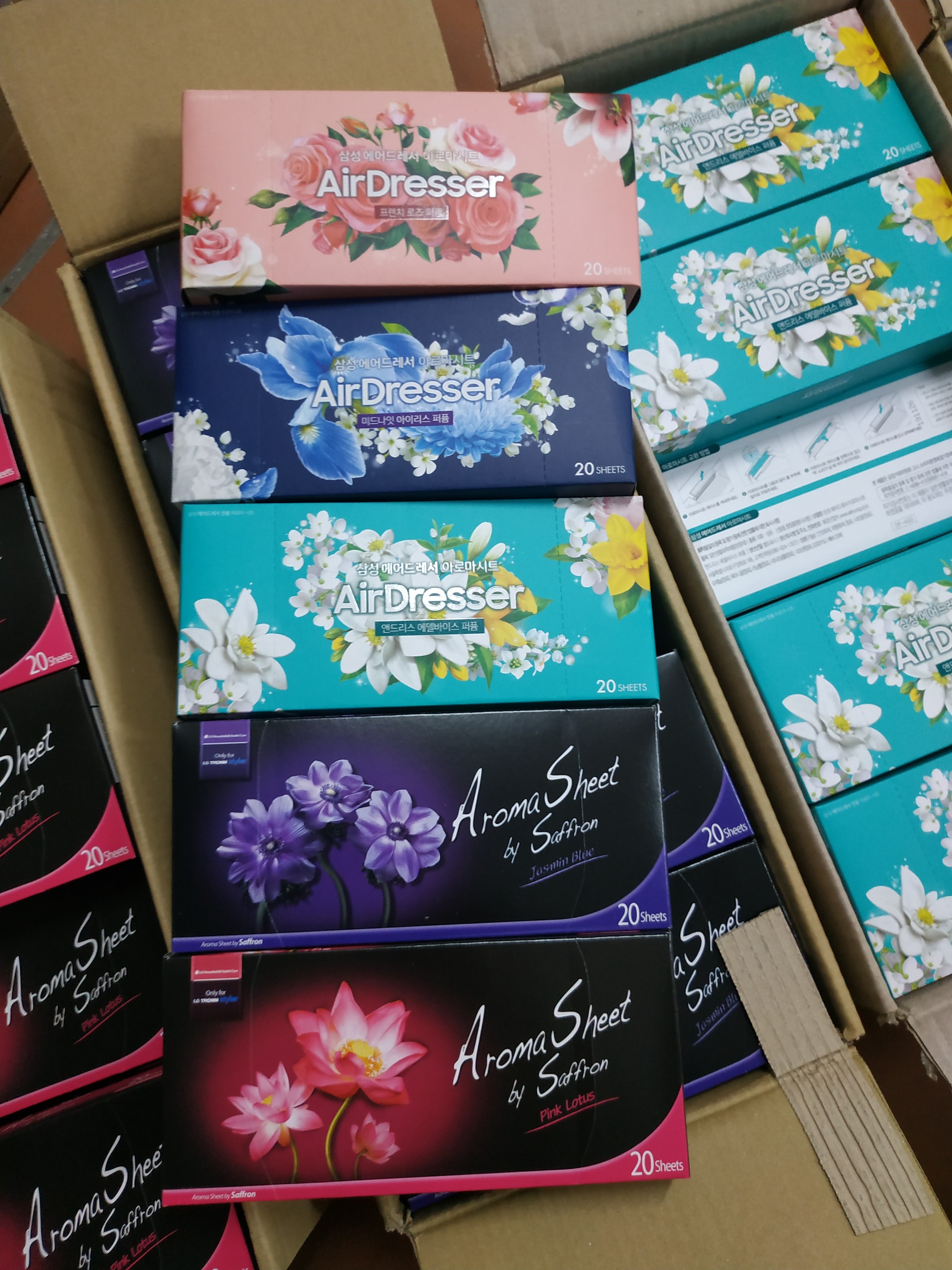 Combo 5 hộp giấy thơm Aroma sheet dùng cho tủ giặt khô LG styler và Samsung airdresser