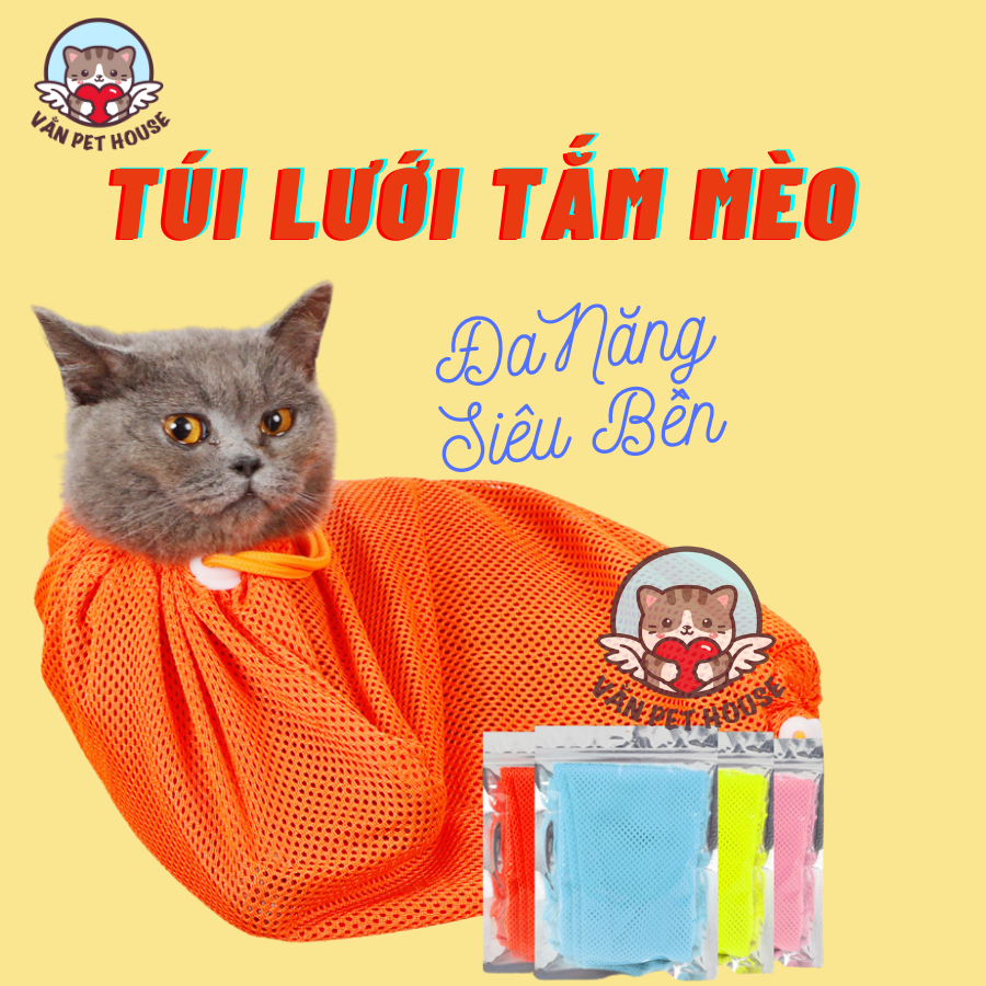 Túi lưới tắm - cắt móng cho mèo đa năng