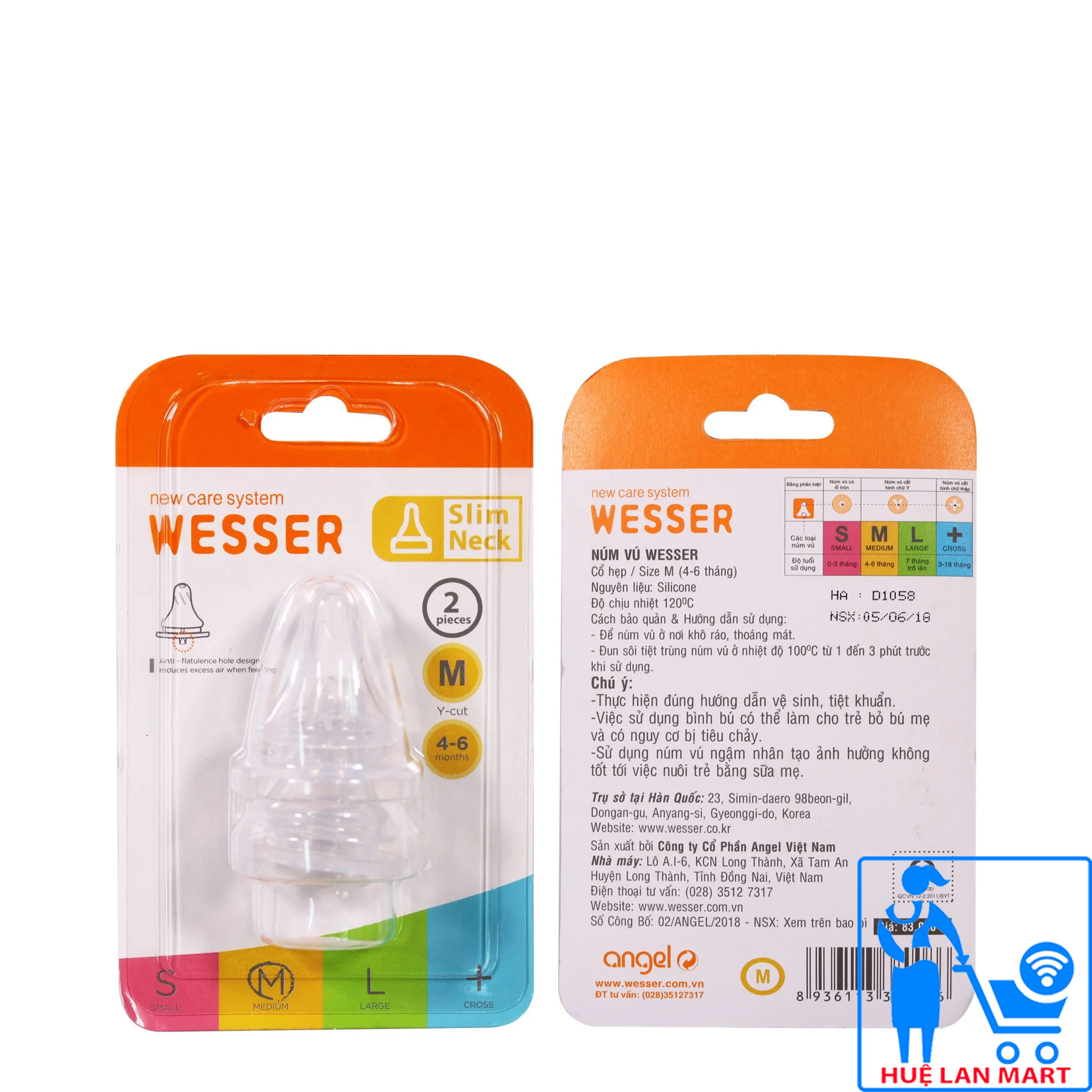 Bộ đôi núm vú wesser cổ nhỏ size m