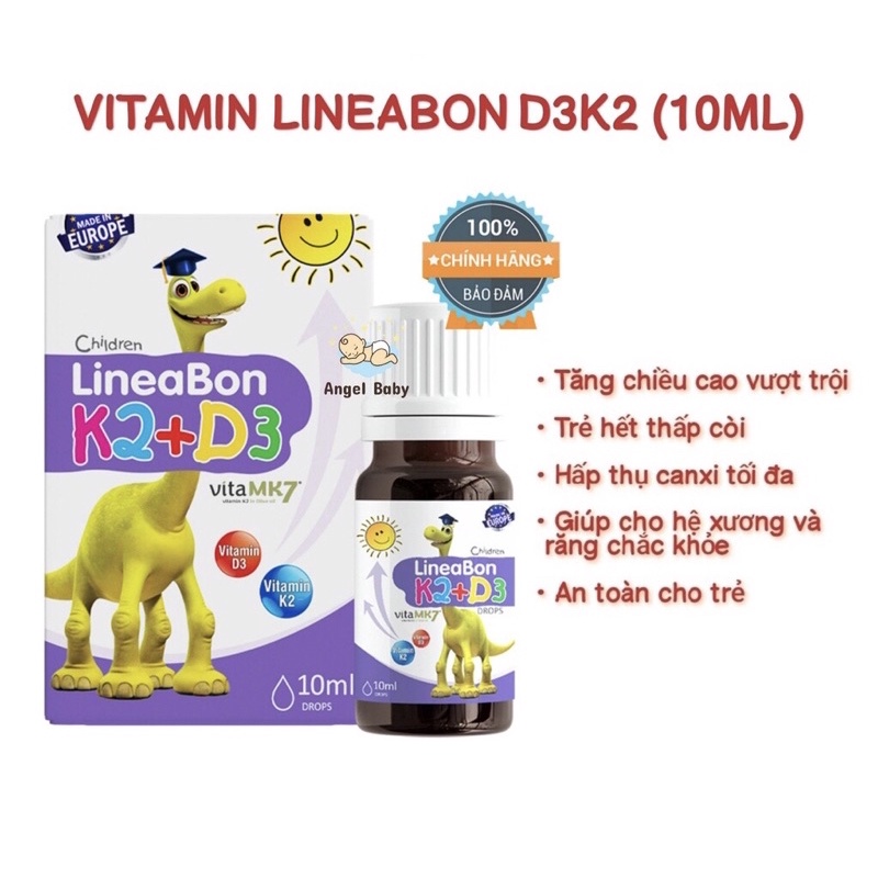 Lineabon Vitamin D3 K2 10Ml - Vitamin Tăng Chiều Cao Cho Bé Chính Hãng
