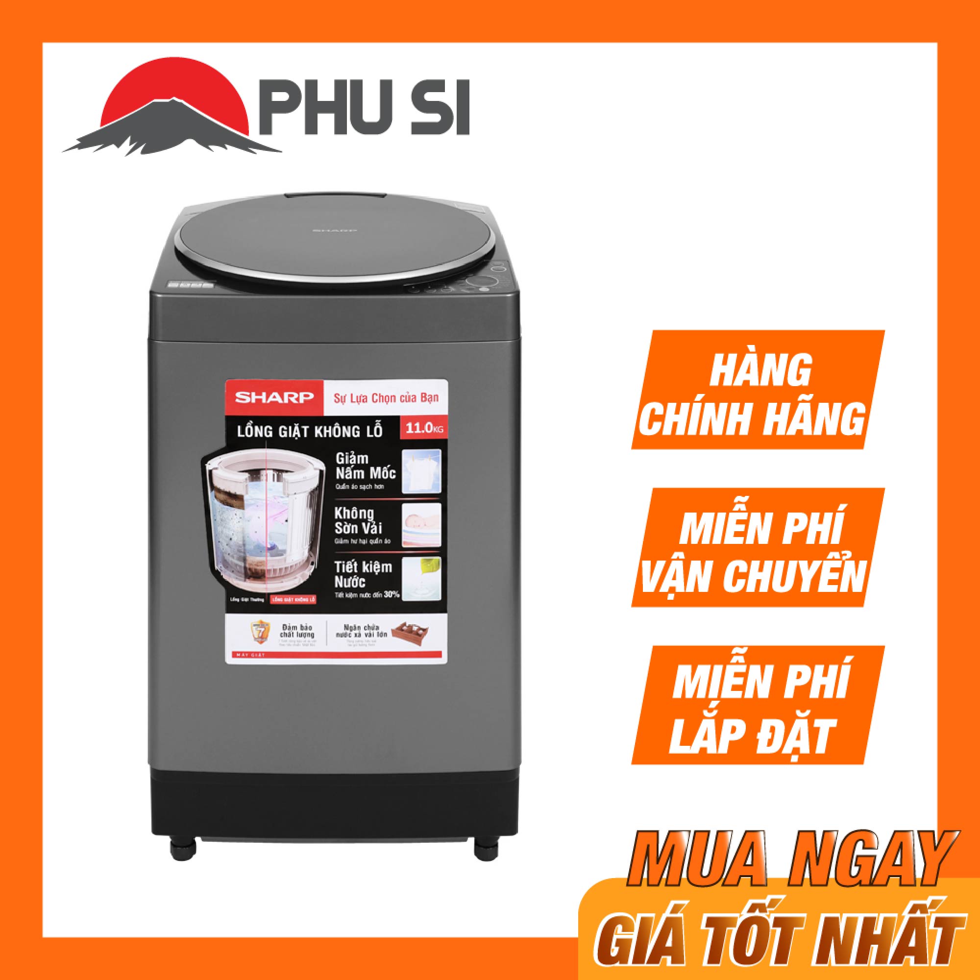 ✅máy giặt sharp 11 kg es-w110hv-s - chỉ giao hcm