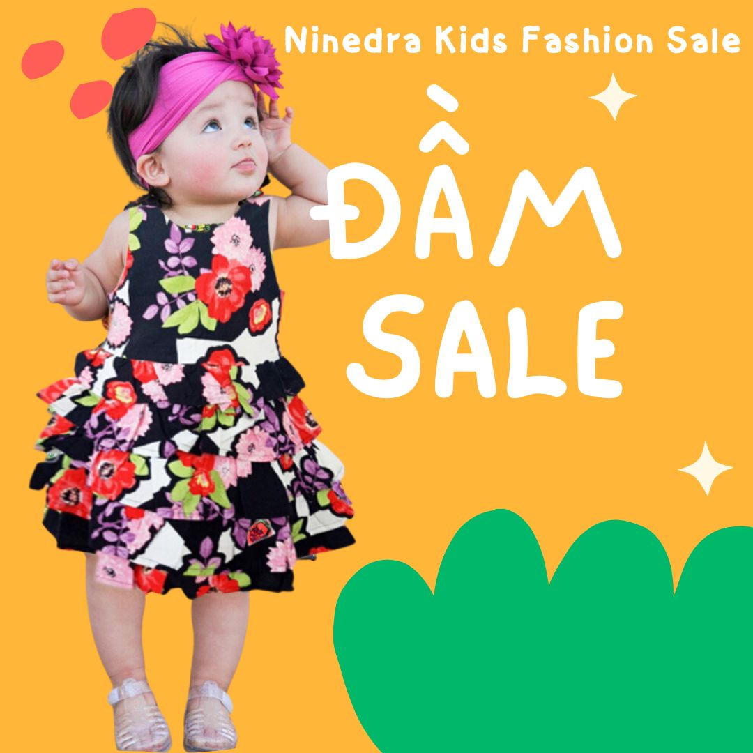 [NINEDRA - SALES] Đầm kaki tầng chất mềm khoét lưng size nhí cho bé gái từ 12-18kg