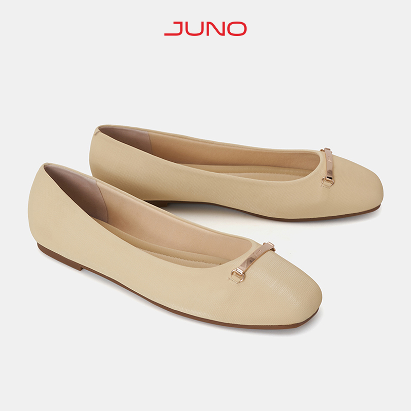 Giày búp bê nữ 1cm thời trang juno ballerina đính khóa trang trí bb01141