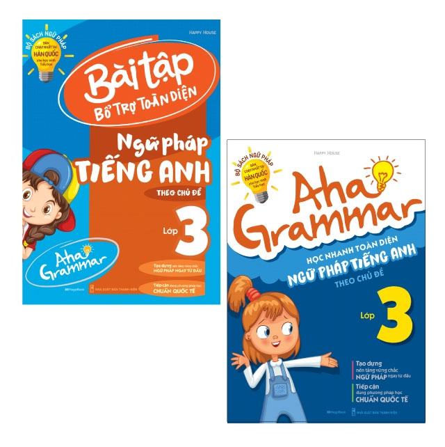 Combo 2 cuốn Aha Grammar – ngữ pháp & bài tập bổ trợ toàn diện ngữ pháp tiếng Anh lớp 3 theo chủ đề