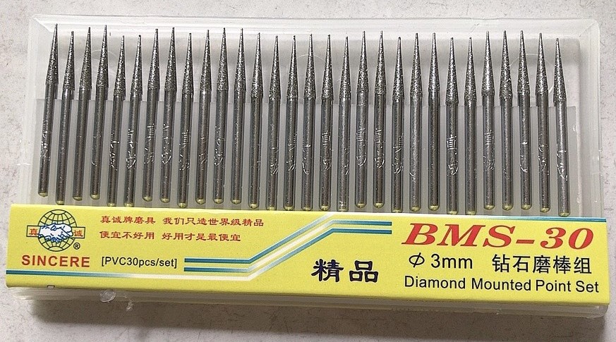 Bộ 30 mũi mài kim cương siêu cứng 3mm BMS-30