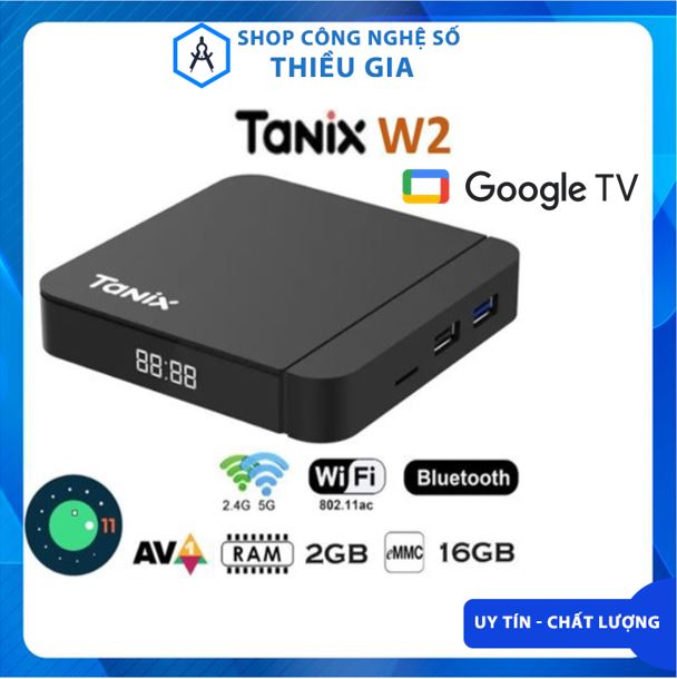 Android tv box tanix w2 - wifi dual 2.4/5ghz, android tv 11 atv, chip amlogic s905w2, ram 2gb bộ nhớ 16gb, bluetooth 5.0