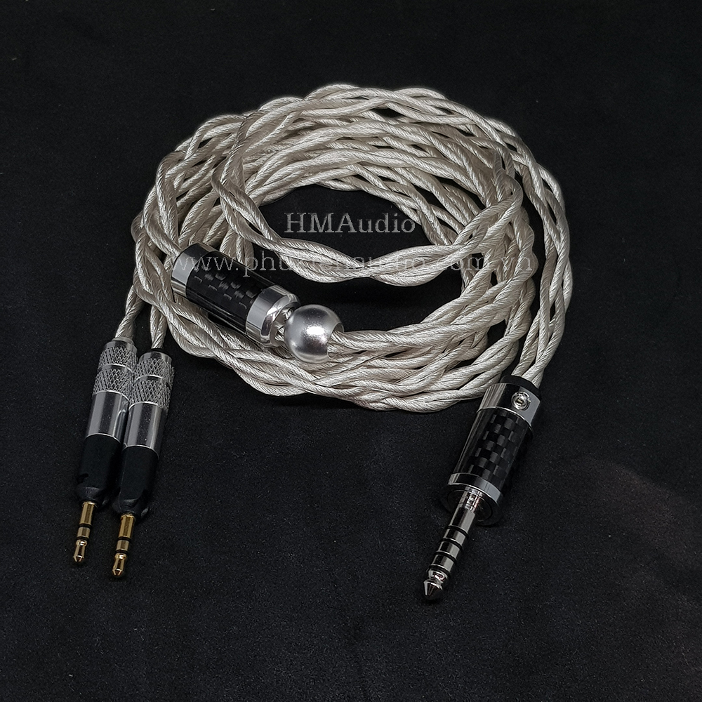 Dây tai nghe đồng mạ bạc ofc 1.8mm tết 4 - connector audio technica ath r70x