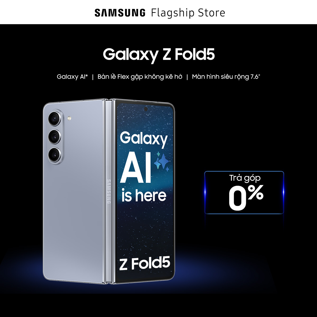 [SIÊU SALE TỪ 20H 1.2] Điện thoại Samsung Galaxy Z Fold5 - Điện thoại AI màn hình gập 7,6 inch, bản lề Flex