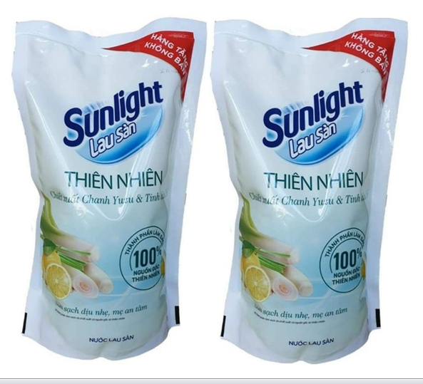 [HCM]Set 2 bịch Nước lau sàn Sunlight công nghệ mới chiết xuất từ CHANH Yuzu & Tinh dầu sả túi 700g