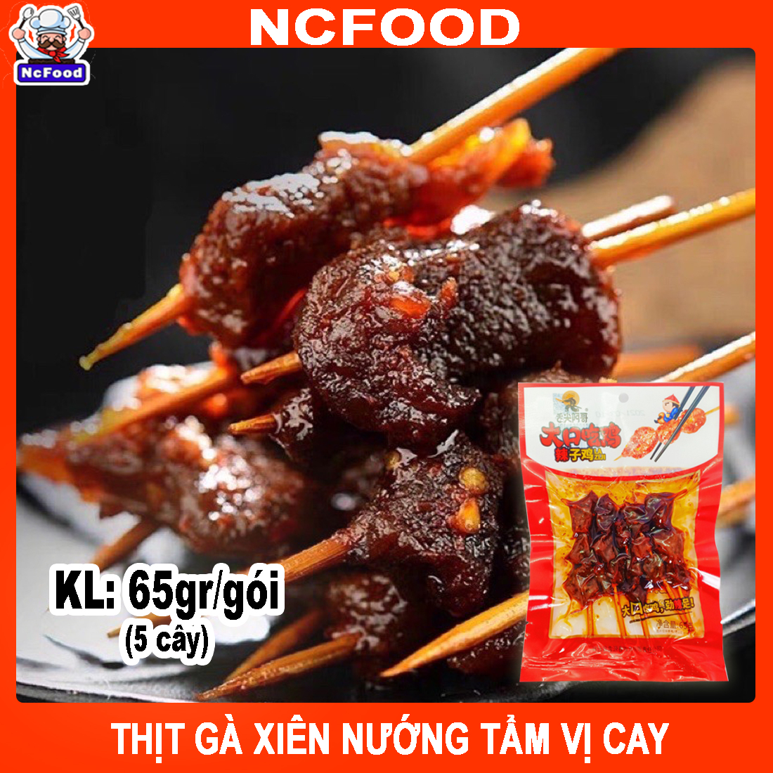 Thịt gà xiên nướng tẩm vị cay siêu ngon 65g