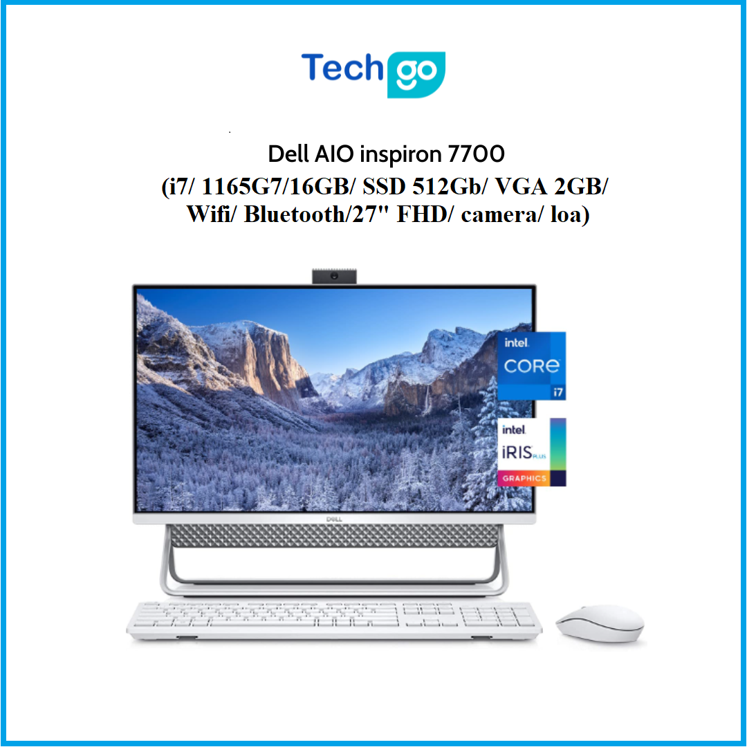 Máy tính All in one Dell AIO inspiron 7700 (i7/ 1165G7/16GB/ SSD 512Gb/ VGA 2GB/ Wifi/ Bluetooth/27" FHD/ camera/ loa)