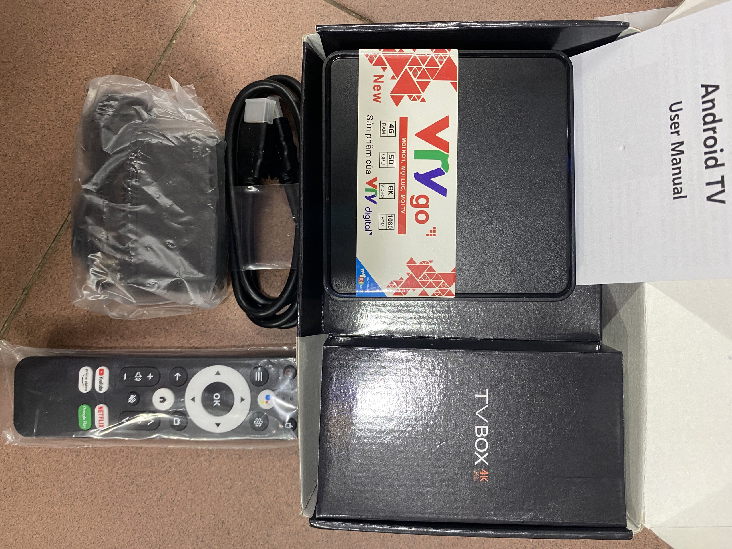 Đầu android tv box vtv go new 4k uhd kèm điều khiển giọng nói
