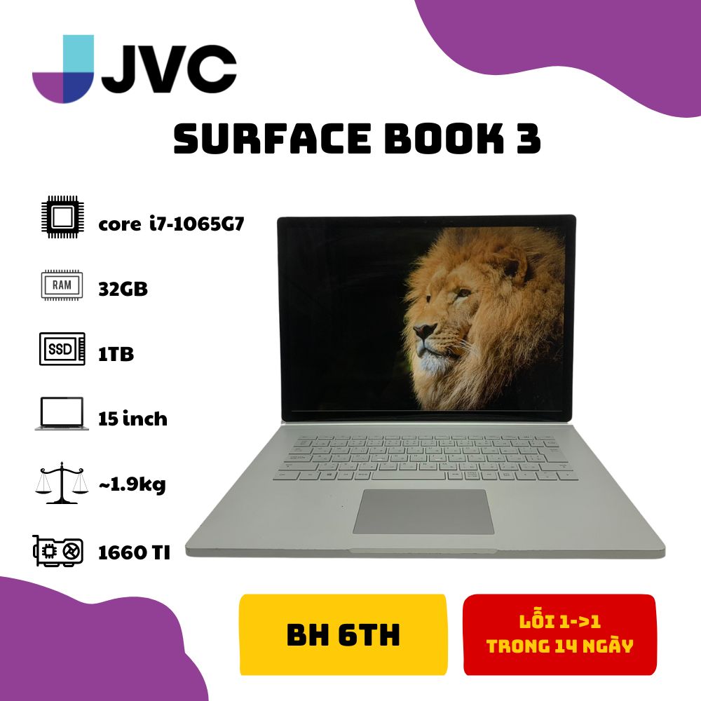 Microsoft surface book 3 | i7-1065g7 quad-core | ram 32gb | ssd 1tb | nvidia gtx 1660 ti max-q design 6gb | 15" có cảm ứng