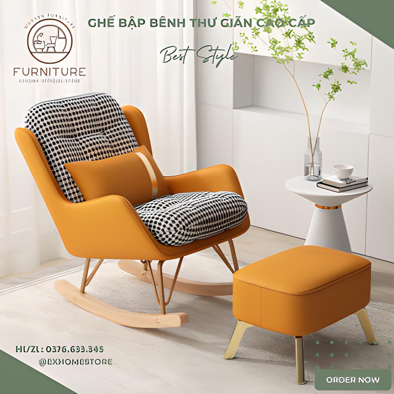 Ghế Lười Thư Giãn Bập Bênh Ghế Sofa Tựa Lưng Hình Tôm Hùm Decor Tặng Kèm Đôn Gác Chân Phong Cách Bắc Âu