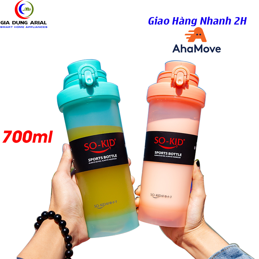 Bình Nước Thể Thao - Bình Tập GYM Nhựa PP Cao Cấp, Bình Shaker Dung Tích Lớn 700ML Có Con Lắc Kiểu Dáng Trẻ Trung Năng Động Phù Hợp Mọi Lứa Tuổi