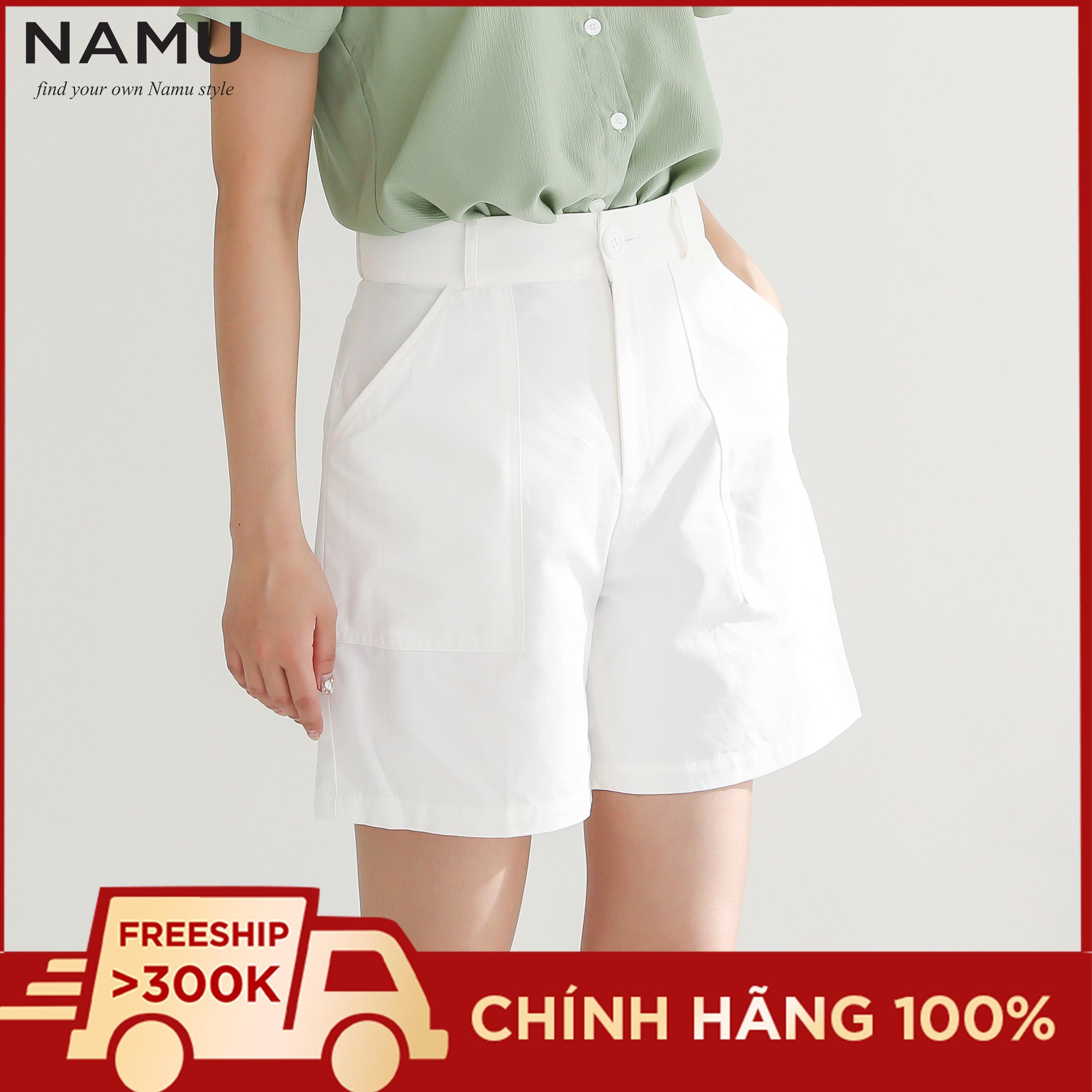Quần short kaki túi hông lưng cao hiệu Namu QS11190