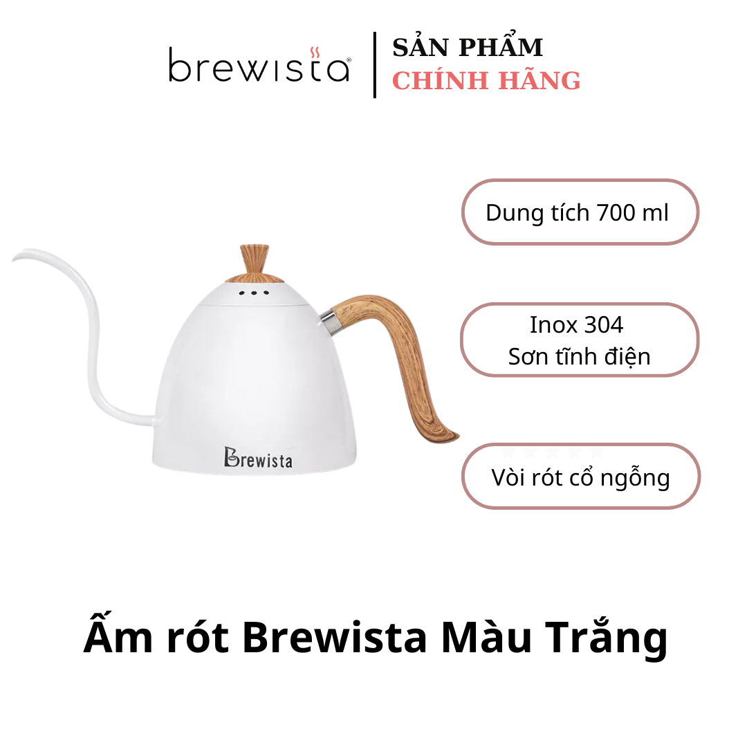 Ấm rót cà phê pour over Brewista 700ml - Màu trắng