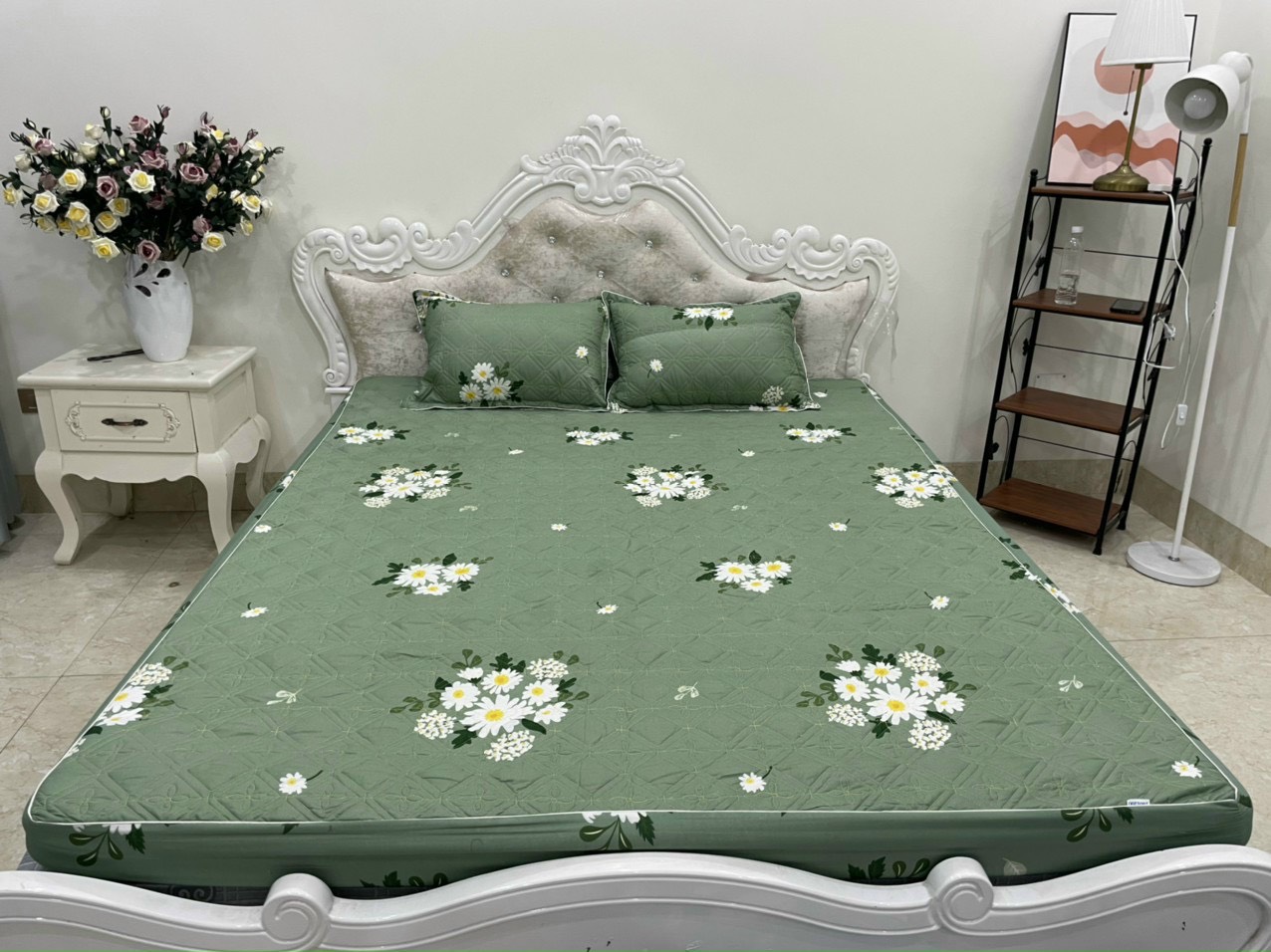 Bộ ga gối chun chần cotton poly, ga kèm 2 vỏ gối nằm chần bông, set ga gối 3 món, drap giường, ga giường, đủ kích thước m2/m6/m8/2m2