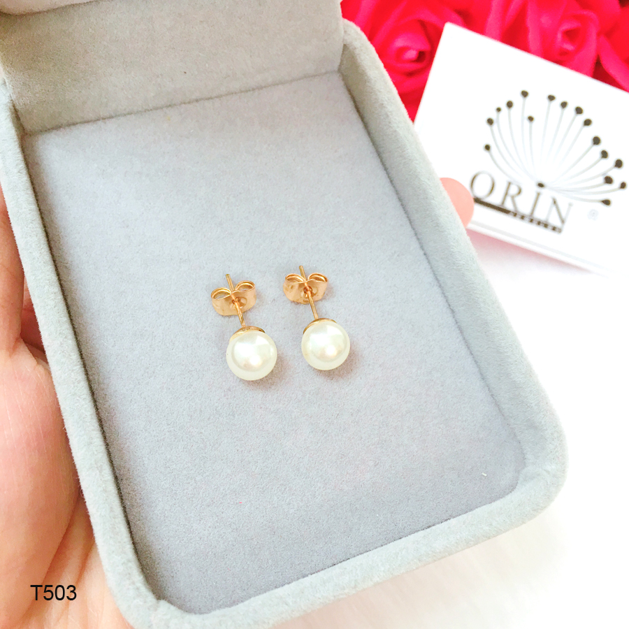 Bông tai trái châu trắng thiết kế thời thượng Orin T503