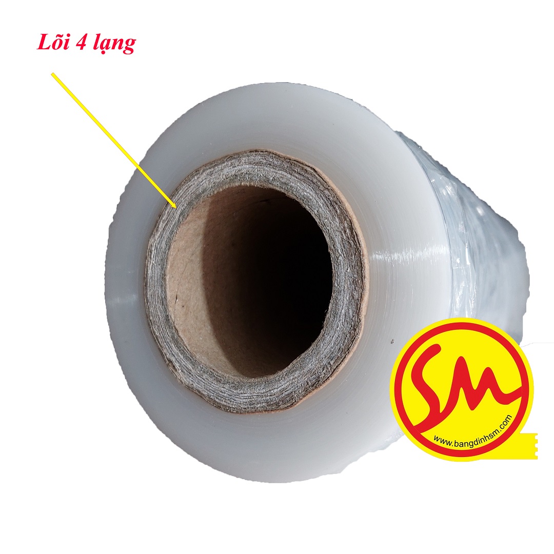 Màng chít pe lõi 4 lạng – màng cuốn pallet – màng co bọc hàng hóa – dính và dai phù hợp với công nghiệp điện tử hoặc may mặc