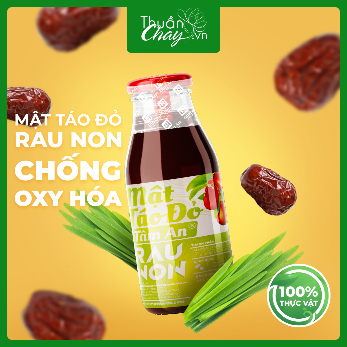 Mật táo đỏ rau non tâm an 250ml