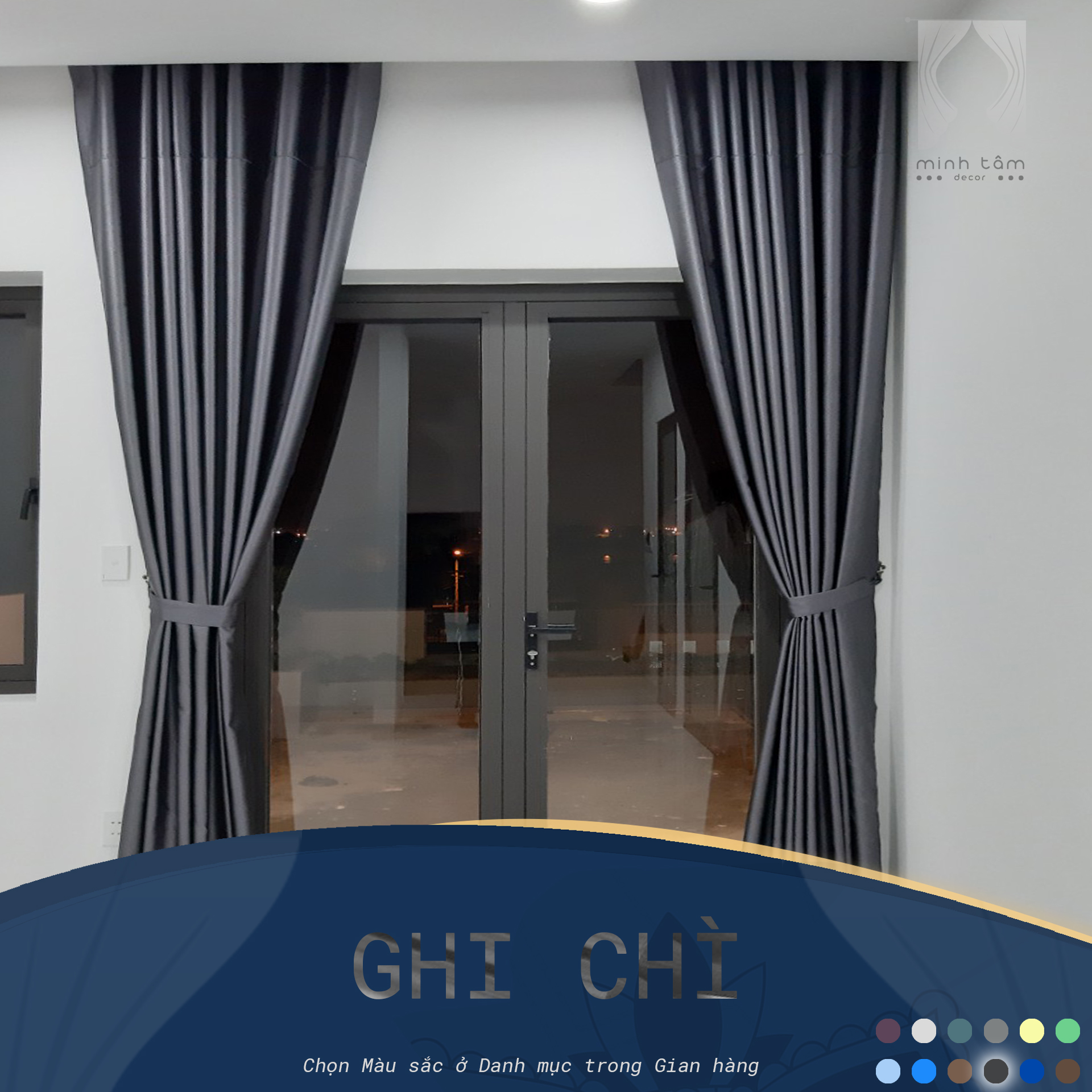 Rèm cửa sổ Minh Tâm cản nắng - Màu ghi chì