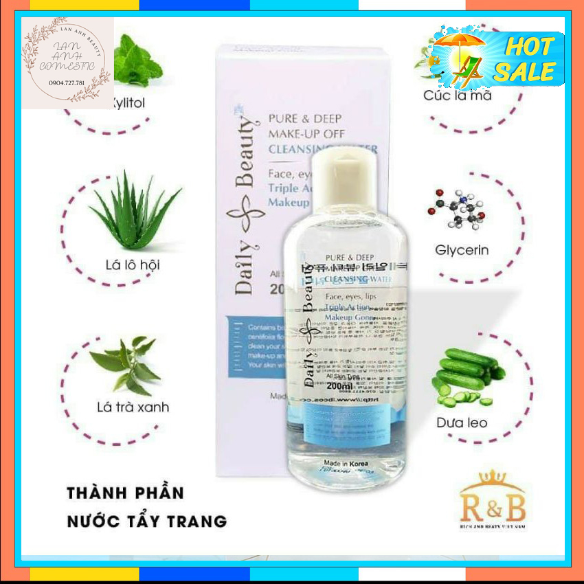 Nước tẩy trang ❤️Nước tẩy trang Daily Beauty Pure & Deep Make-up Off Cleansing Water