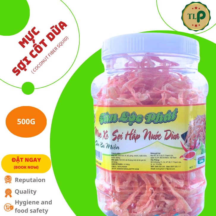 Mực sợi hấp dừa tân lộc phát - hũ 500g