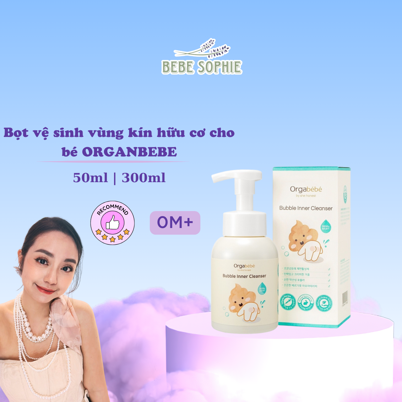 Dung dịch vệ sinh hữu cơ dạng bọt Orgabebe cho bé trai và bé gái