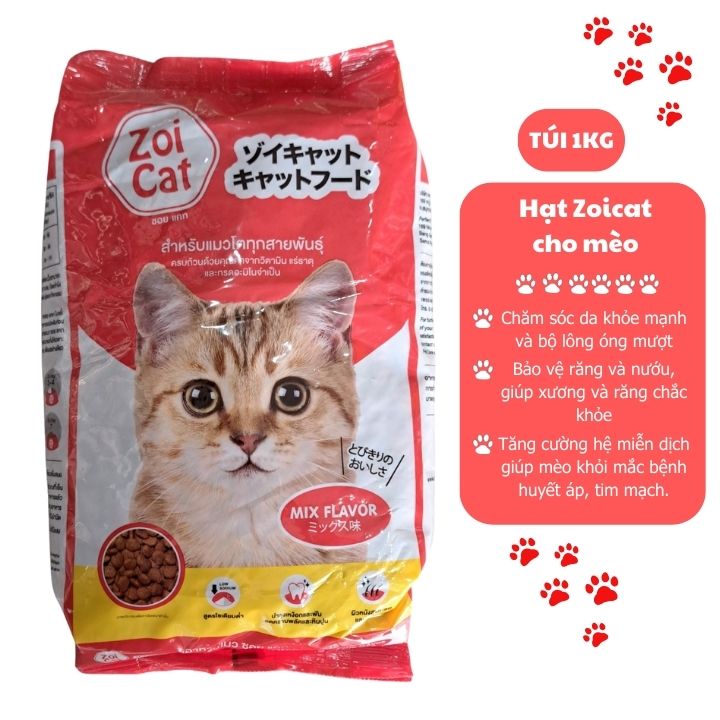 Thức ăn mèo, cám mèo cám hạt cho mèo ZoiCat nhập khẩu Thái Lan túi 1kg